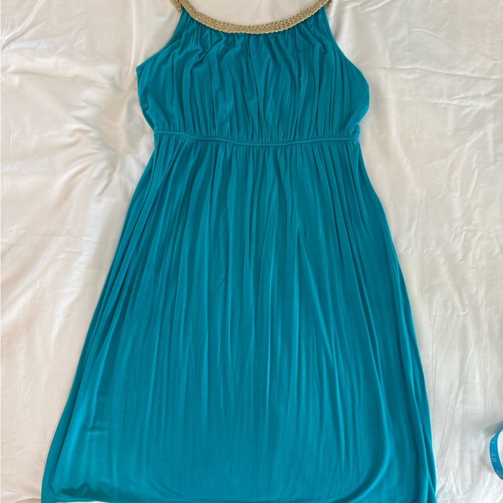 Style & Co. Teal Dress with Gold Trim